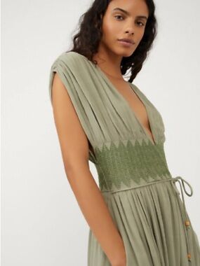 Free People Devon Maxi Dress in the "Seagrass" sage green